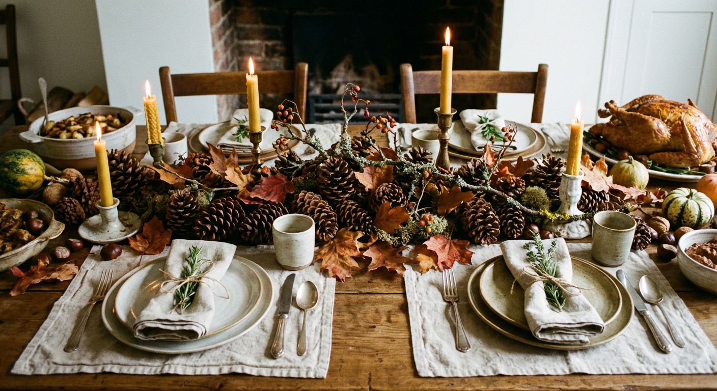 Foraged Thanksgiving Tablescape