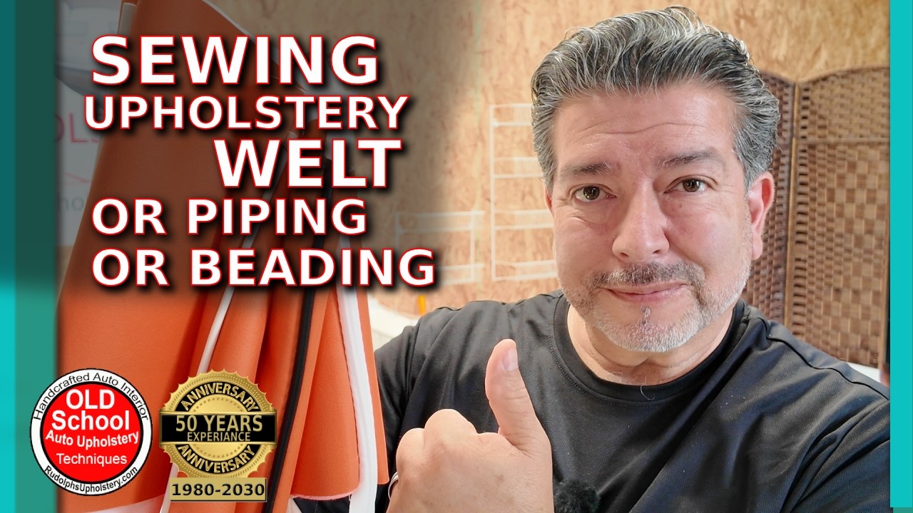 A real close-up photo of hands pinching a sofa welt seam through a white cloth to clean the crease on a textured fabric cushion