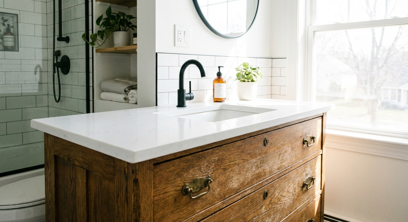 Turn a Thrifted Dresser Into a Bathroom Vanity