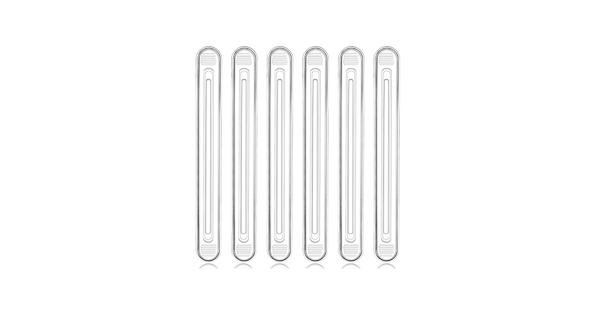 Close-up of clear rubber bumpers placed on the back edge of a fabric headboard to protect a painted wall from scuffs